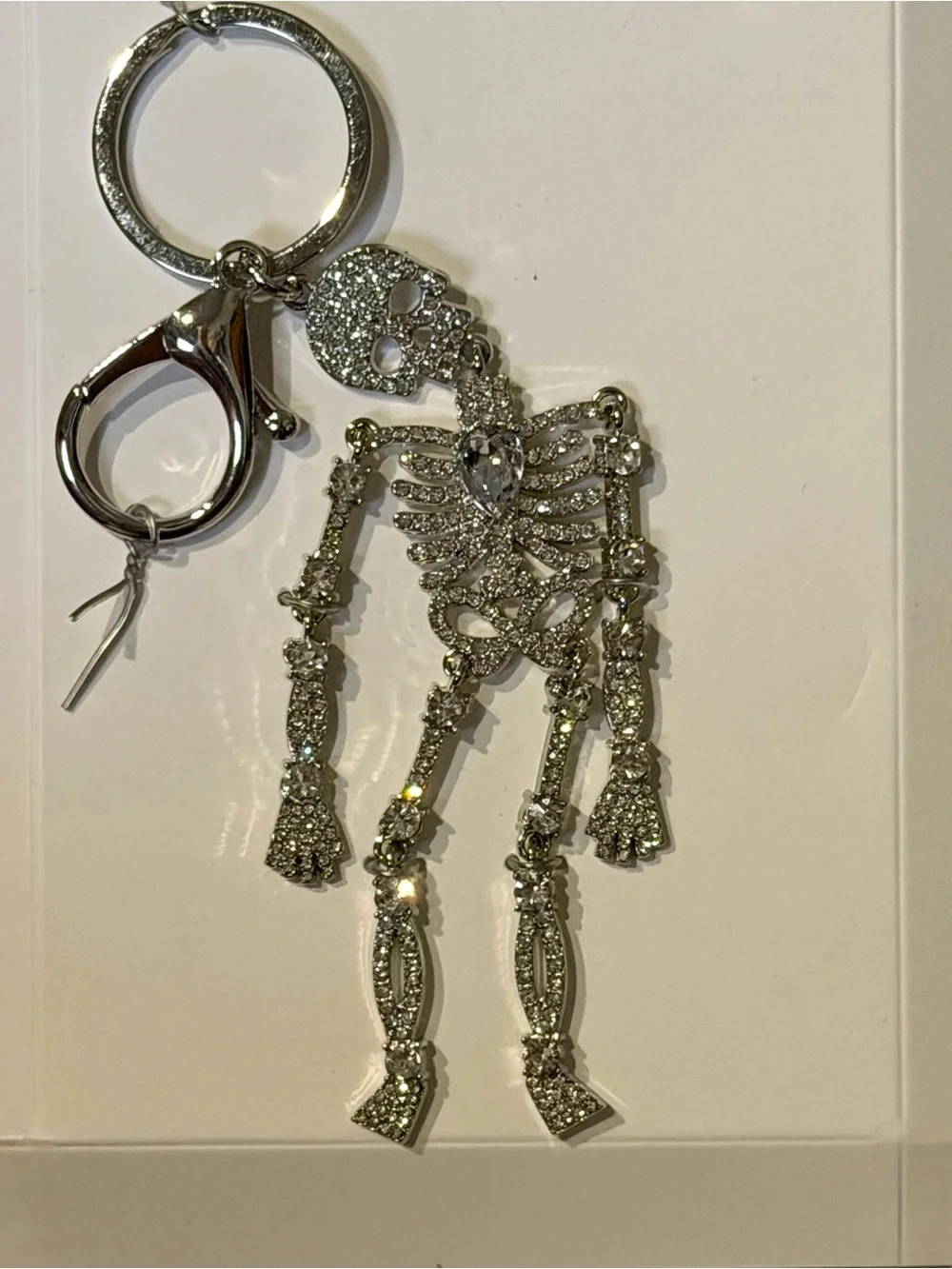 Baublebar Crystal Skeleton Keychain - Bag Charm. Silver with Rhinestones.